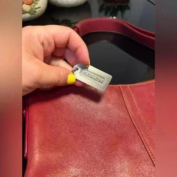 COACH Slim Legacy Red  Leather Handbag With Double Handles - Picture 8 of 8